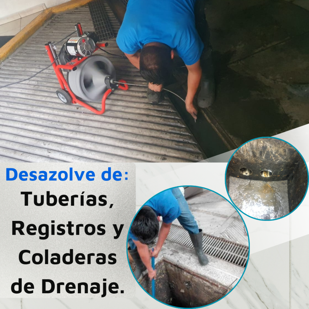 tuberías, registros y coladeras de drenaje.